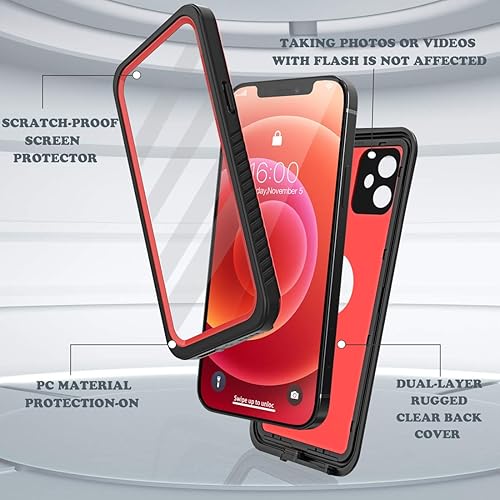 Miniatura 10 de Funda impermeable para iPhone 12, resistente al agua, a prueba de golpes, a prueba de polvo, IP68 de cuerpo entero, protector de pantalla integrado