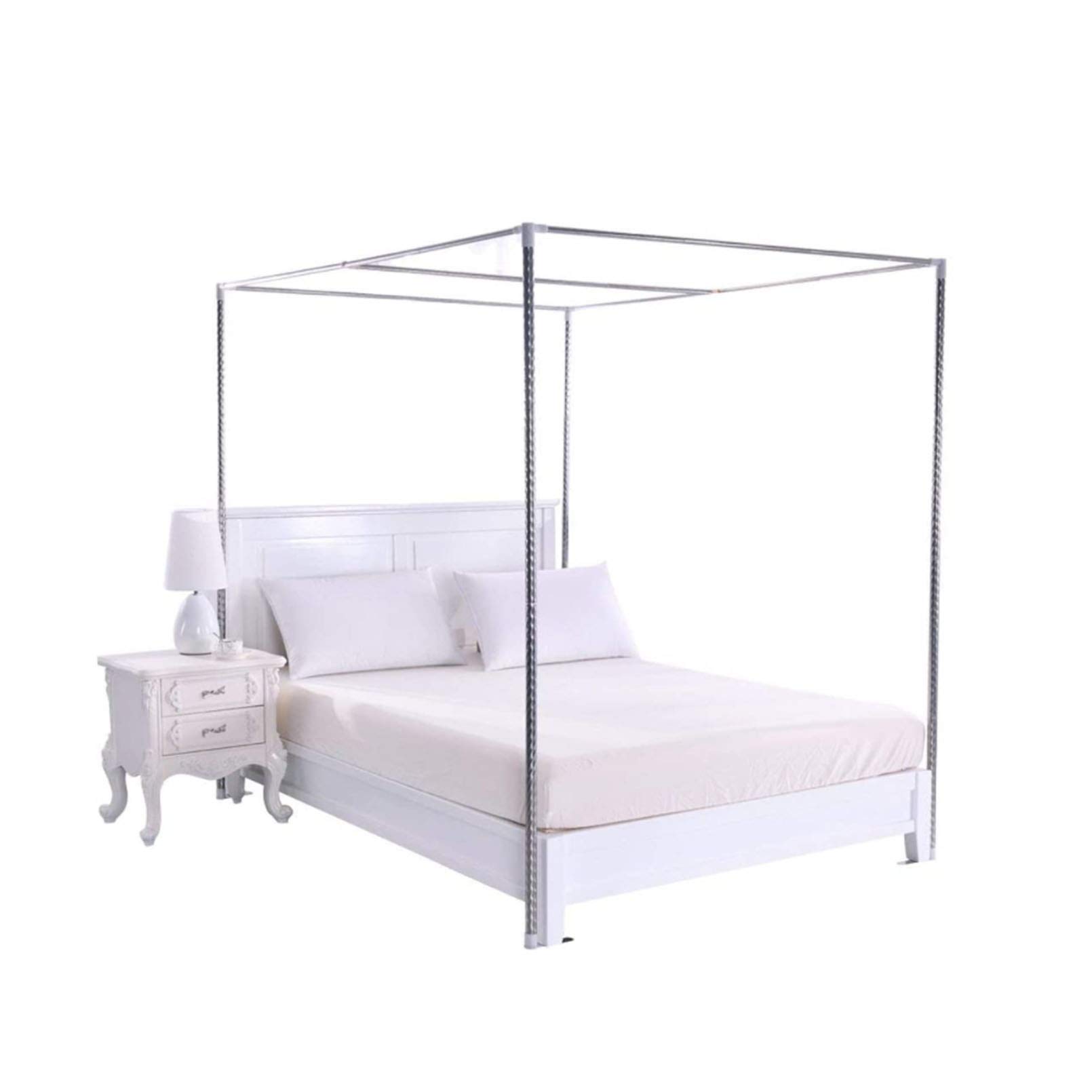 Mosquito Net Bracket Frame, Mosquito Net Canopy Bed Netting Stainless Steel Frame Fit for Single/Double/King/Super King Bed Perfectly Fits Your Mattress Easy DIY Assembly,16mm,1×2m bed,15mm,1.5×2m
