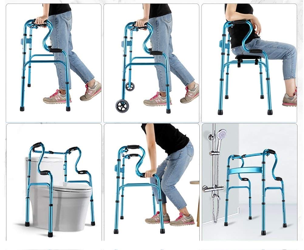 Andador Con Ruedas Ligero, Con 2 Ruedas, Andador Vertical Plegable De Altura Ajustable Para Personas Mayores, Asistente De Paso Para Interiores Y Exteriores