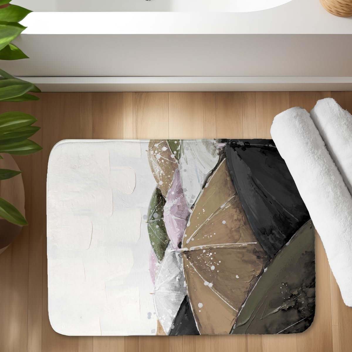 Begin Home Decor C1BM17248YG6LG 17 x 24 in. Spring Showers Contemporary Pink Bath Mat for Home Decor