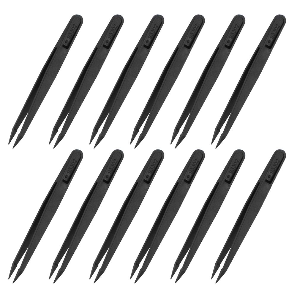 Amgiimor 12Pcs Precision AntiStatic Tweezers 93302 Plastic Tweezers