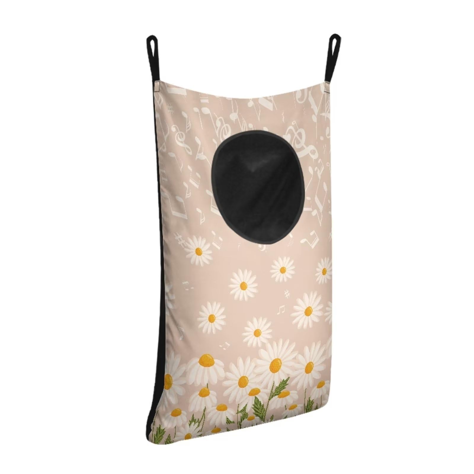 COEQINE Delicates Laundry Bag,Fashion White Daisy Floral Pattern Dirty Clothes Door Hanging Laundry Bag for Bedroom Zipper for Washing - Image 3