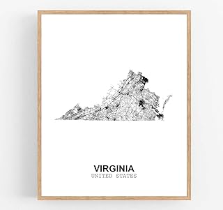 Eleville 8X10 Unframed Virginia United States Country View Abstract Road Modern Map Art Print Poster Wall Office Home Decor Minimalist Line Art Hometown Housewarming wgn202