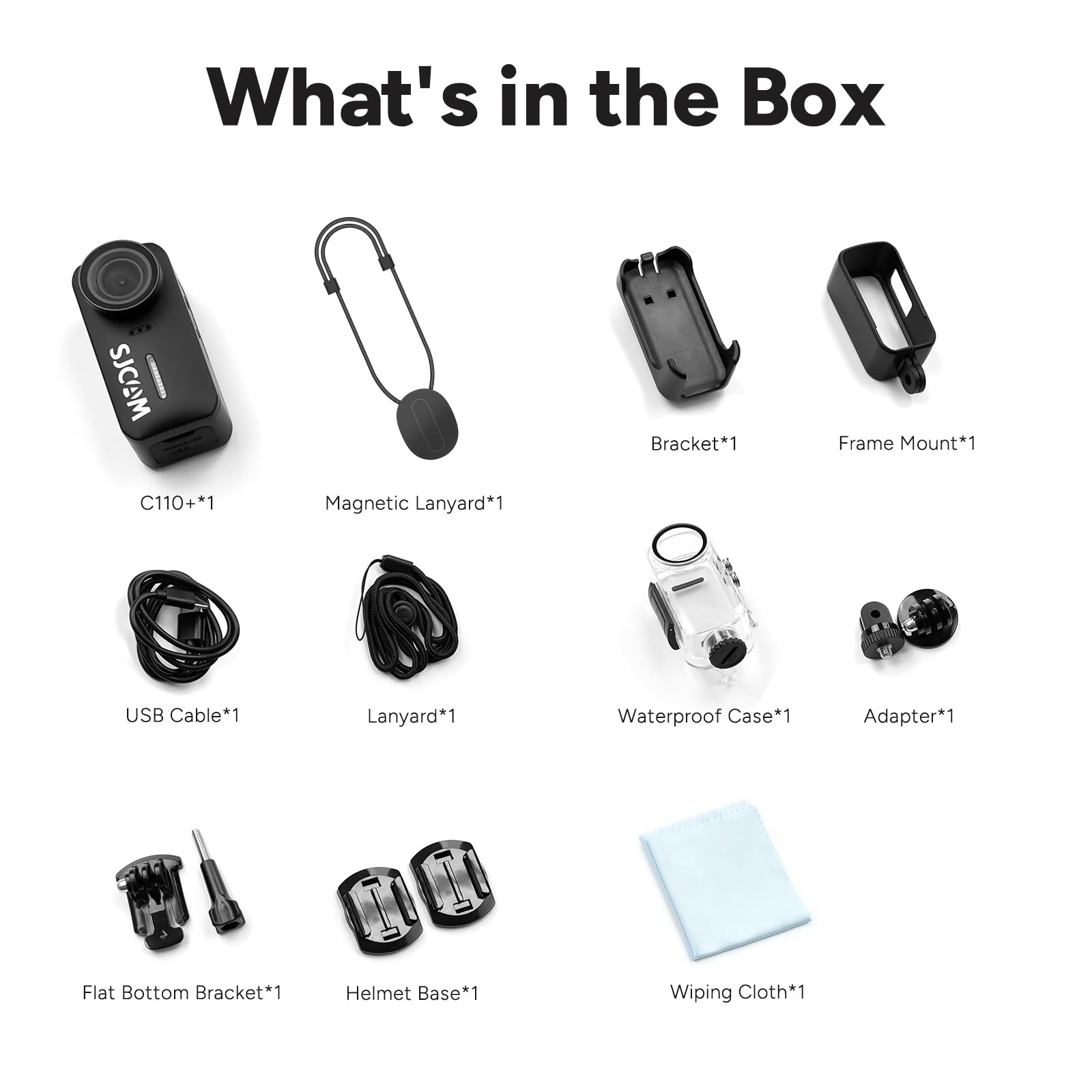 SJCAM C110+, POV 4K Pocket Action Camera,stabilizzazione a 6 assi, mini body cam, impermeabile, indossabile, POV portatile, Spkr e microfono integrati per vlogging (Combinazione magnetica-No Card)