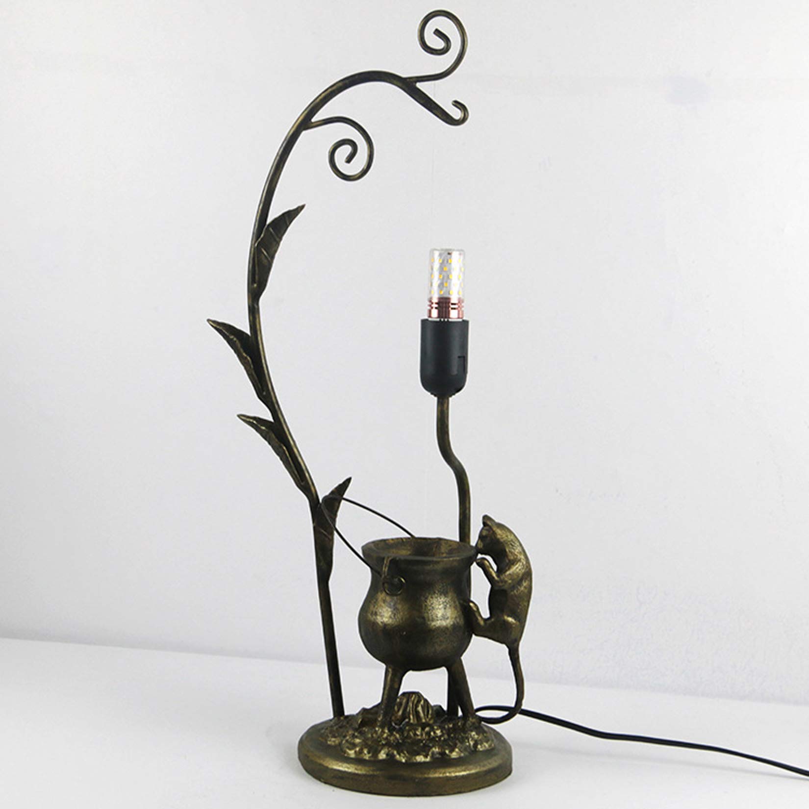 GDLight Tiffany Style Kreative Tischlampen Pastoral Rose Buntglas Schreibtischlampe Harz Cartoon Maus Base Nacht Leselampe für Kinderzimmer Wohnzimmer Schlafzimmer Cafe Bar