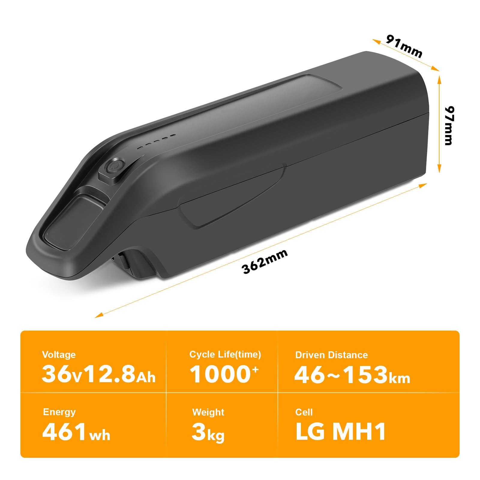 SEASON Ebike Ersatzakku Downtube (ZZ131) CAN-Bus - 36V 12.8Ah (461Wh) LG Zellen ohne Halterung - für AEG Rahmen E-Bikes von u.a. Prophet e