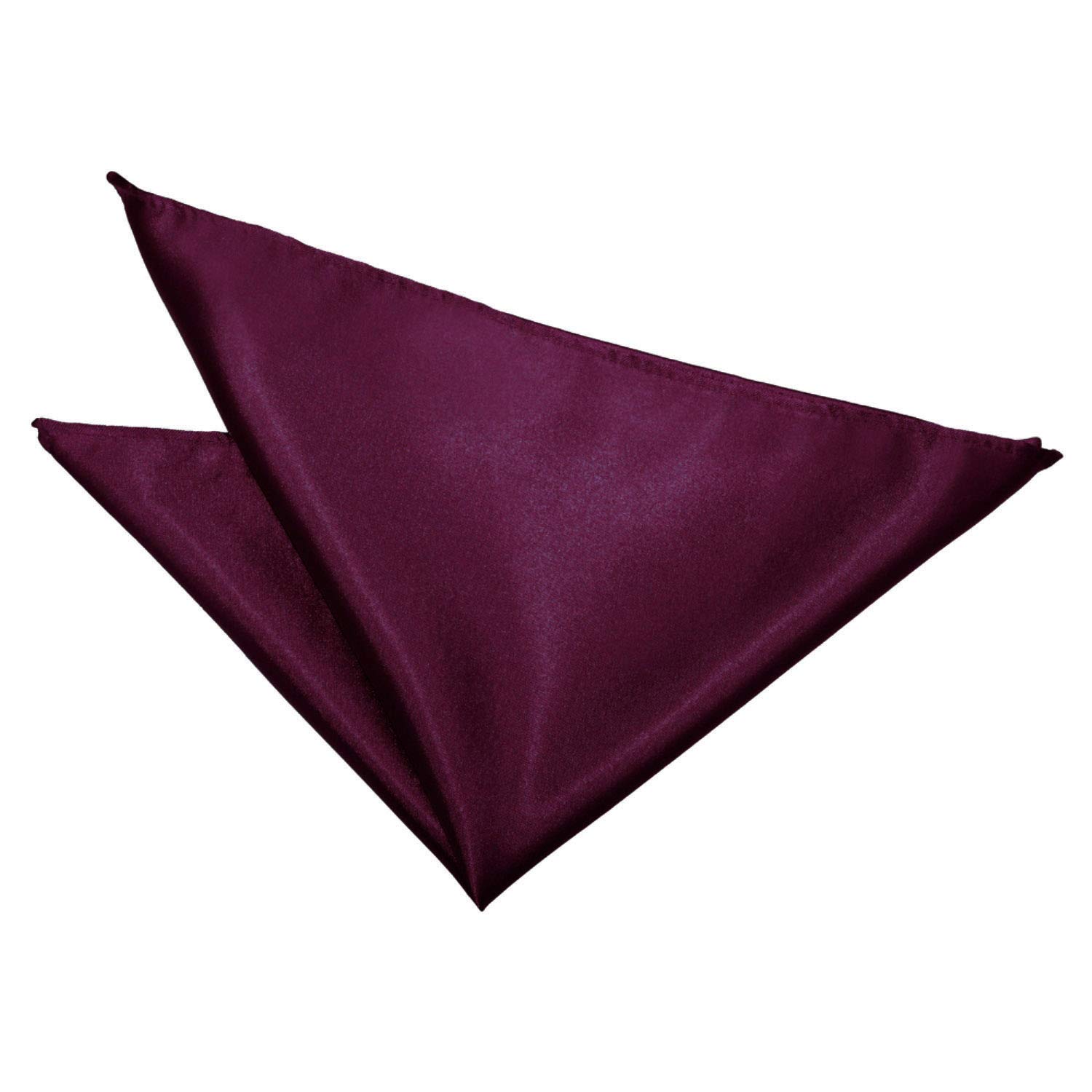 DQT Mens Plain Satin Pocket Square Handkerchief – Wedding Business Formal Suit Accessory - Plum