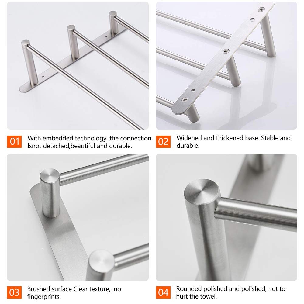 NEECS Toallero de Acero Inoxidable para baño, decoración de baño Negra, Soporte para Anillos de Toalla para Almacenamiento de paños, Toallas de Mano, Accesorios para Muebles (70 cm)