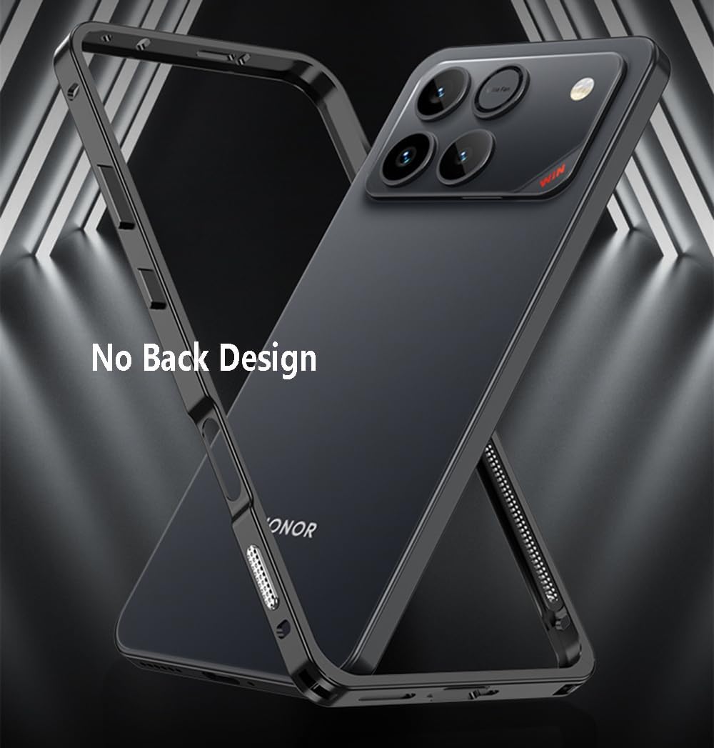 for Honor Win and Win RT Bumper Protection Case, Aviation Aluminum Alloy Frame Shockproof, No Back Cover Design Heat Dissipation Specialized for E-Sports Gaming Phones (Silver)