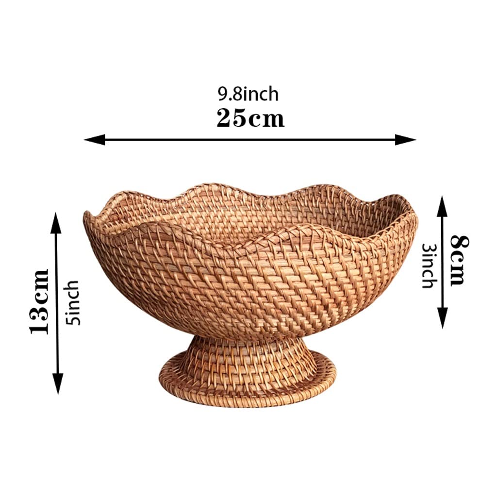 Kosz na Owoce Patera na Owoce Miska na Owoce Rattan Fruit Basket Uchwyt do przechowywania do chleba Warzywa Miska Przechowywanie Żywności Organizowanie kuchni Counter Desk Countertop Koszyk na Owoce
