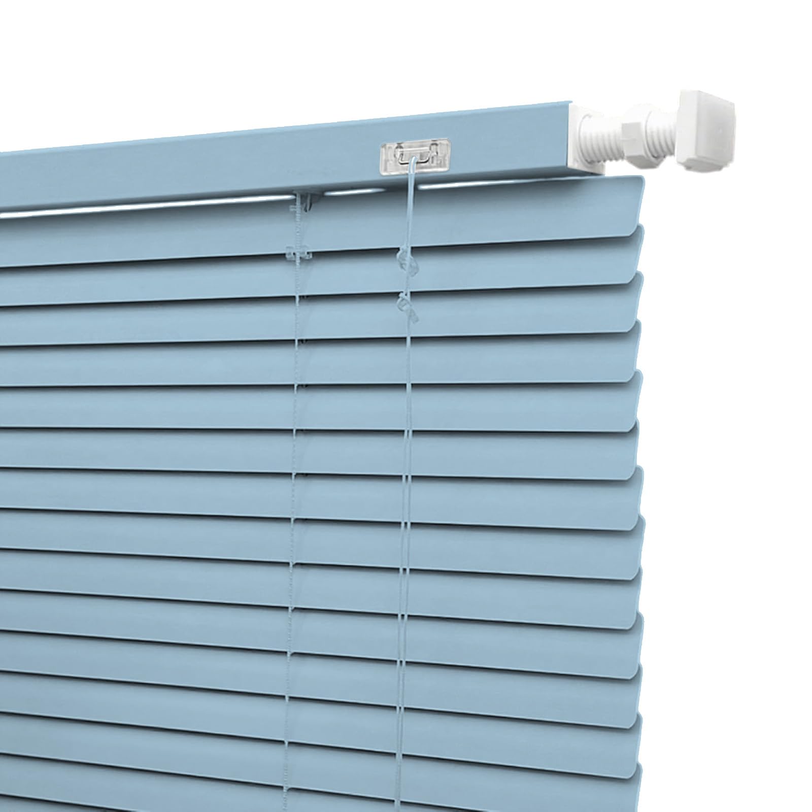No Drill No Tool Blackout Venetian Blinds for Windows, Room Darkening Privacy Shade 1" Aluminium Horizontal Mini Blinds for Bedroom Office Kitchen(Light Blue)