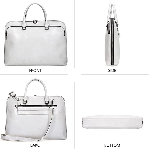 Miniatura 6 de Blofinche Bolso bandolera para laptop, maletín de cuero genuino de 15.6 pulgadas