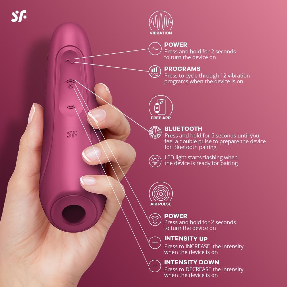Satisfyer Curvy 1 Connect App Sex Toys Donne | Stimolazione Clitoridea | Massaggiatore vibrante potente e silenzioso | Vibratori ricaricabile | Sex Toy Rosso Bordeaux