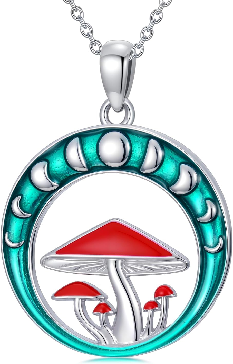 Moon Mushroom Necklace for Women Sterling Silver Magical Mushroom Necklace Jewelry Gift for Mushroom Lovers