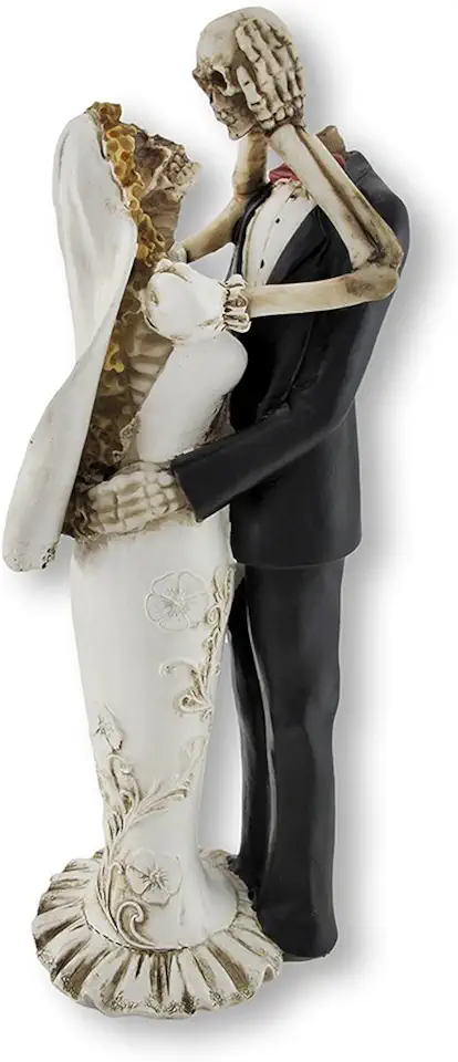 Bride and Groom Skeletons Wedding Statue Cake Topper