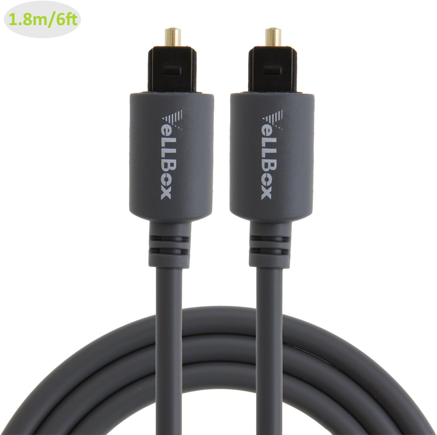VeLLBox (6Feet) Slim Toslink Optical Digital Audio Cable OD:4.0mm Molded, Grey