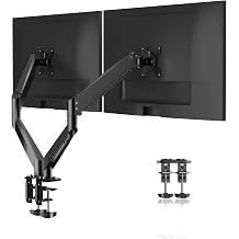 Pholiten Dual Monitor Arm for 17-32" Screen | Fully Adjustable Gas Spring Monitor Desk Mount, Adjustable Tilt/Swivel/Rotate Monitor Stand Up to 22lbs Each