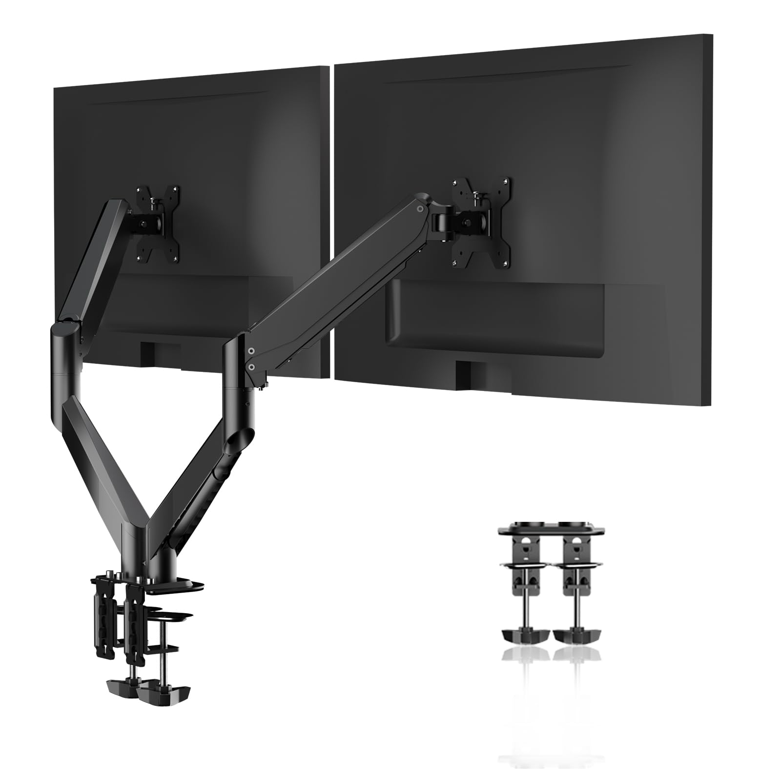 Pholiten Supporti per 2 monitor, Supporto per doppio monitor da scrivania, Braccio per doppio monitor con molla a gas, per schermi da 17-27" MD81SP