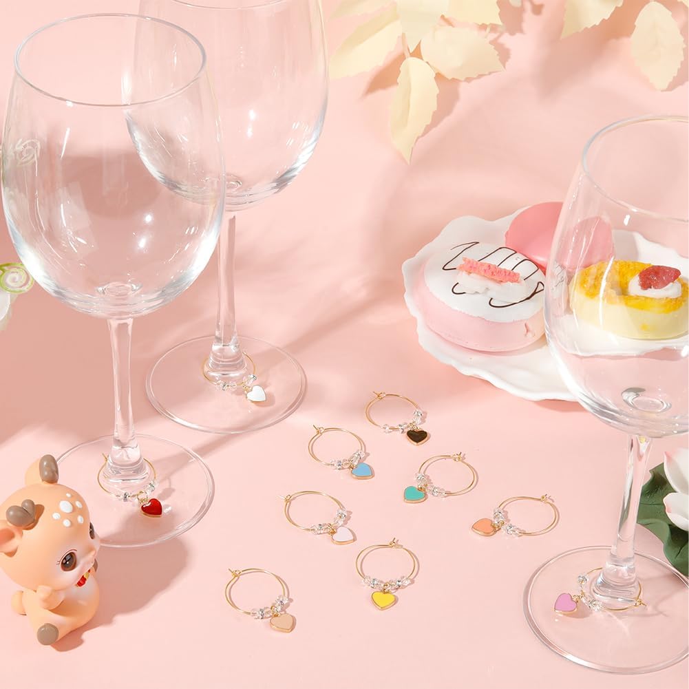 SUNNYCLUE 10Pcs Wine Glass Charm Markers Identifiers Heart Love Valentines Day Tags for Gathering Wedding Party Favor Drinks Decor Supplies image 4