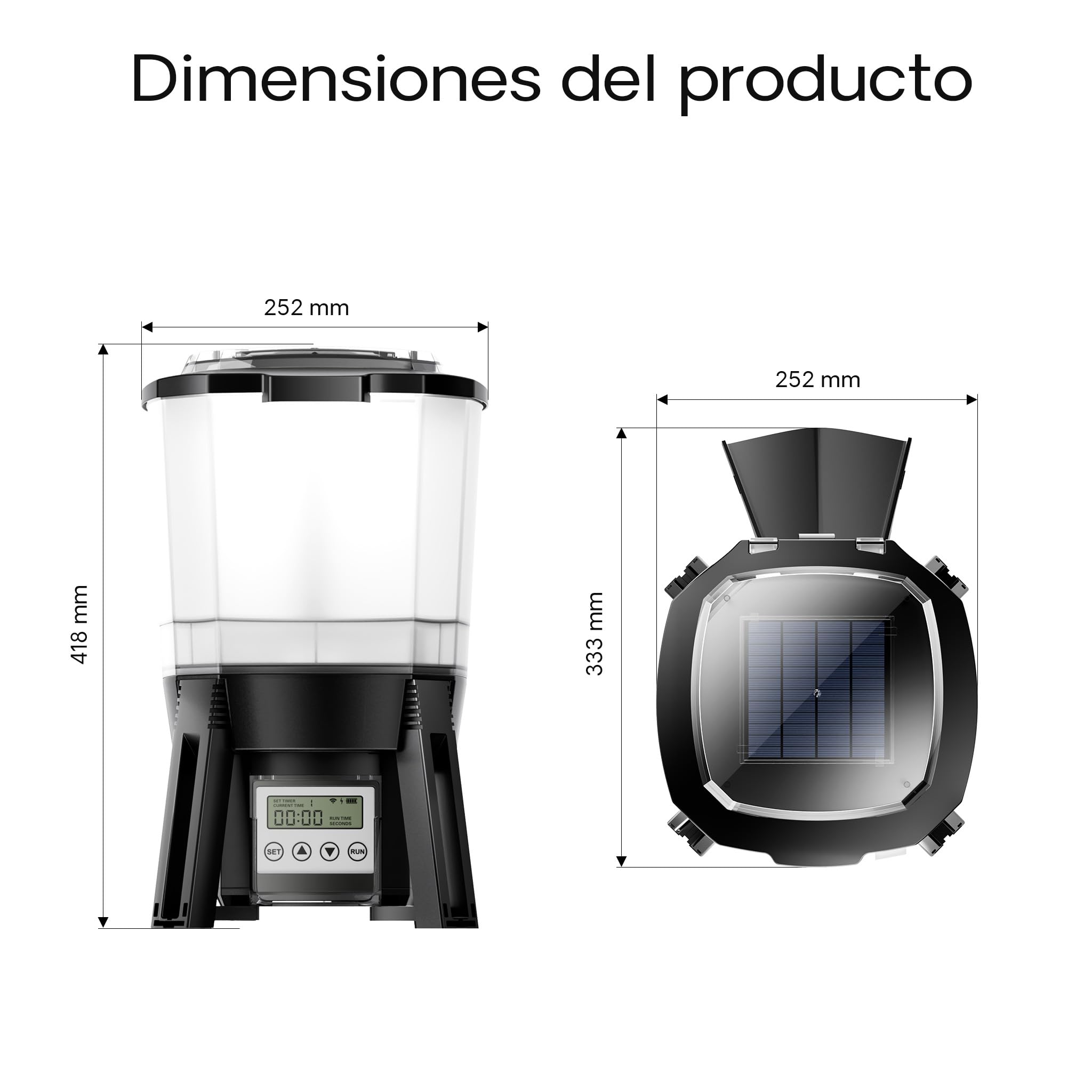CFF-206 alimentador automático para Peces de Estanque, batería Solar, programable, 1-6 Tomas/día