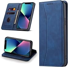 Mobile Phone Case for iPhone 13 Case Premium Leather Flip Foldable Shockproof Magnetic [Stand Function] [Card Slots] Protective Case for iPhone 13 Case - Blue