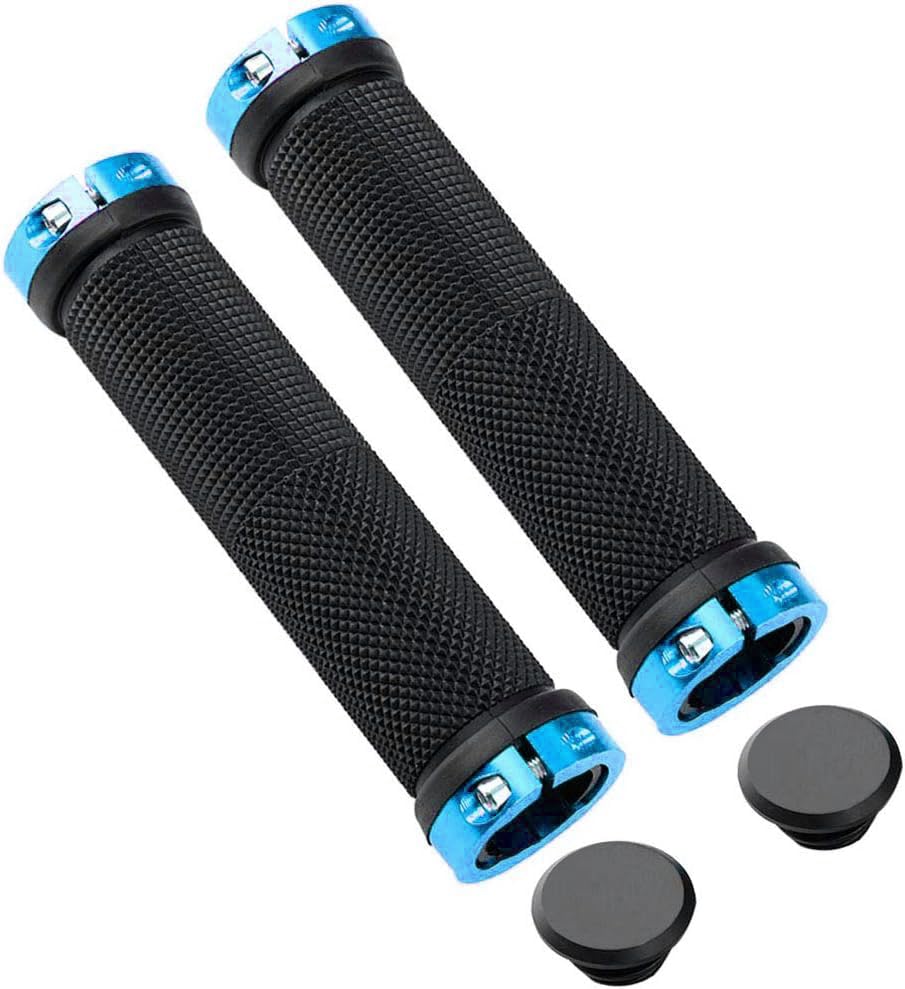 ONBICLE Bicycle Grip Cycling Soft Rubber Grips, Double Aluminum Locking Cycle Handlebar Grips Color Blue-image-41