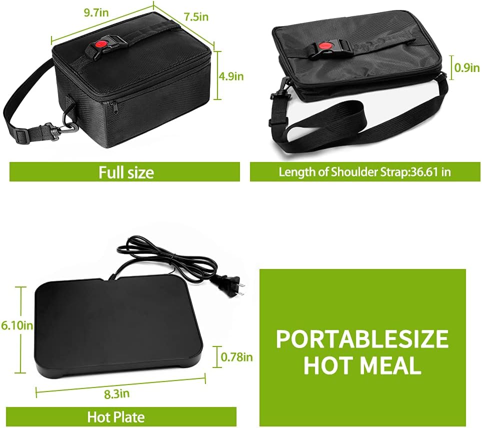 [90W Faster] Portable Oven, 110V Personal Food Warmer Mini Electric Heated Lunch Box for Reheating & Raw Food Cooking in Office, Travel, Potlucks and Home Kitchen (Black)