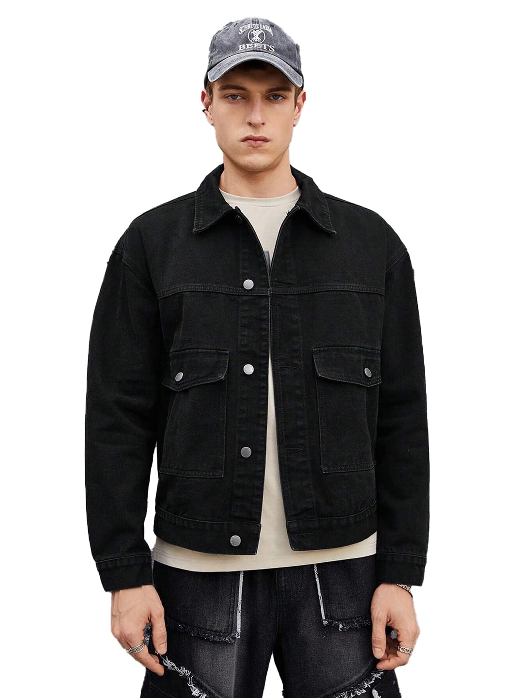 kotty Men's Solid Regular Length Full Sleeve Denim Jacket-picture-29