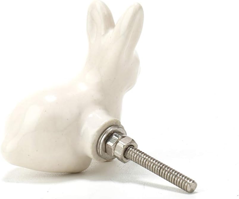 Perilla Home Set of 6 Ceramic Knobs for Cabinet & Drawers Decorative Vintage Knobs for Home Kitchen Cabinet Hardware Cupboard Glass Door Dresser Wardrobe and Drawer Pulls (Rabbit)