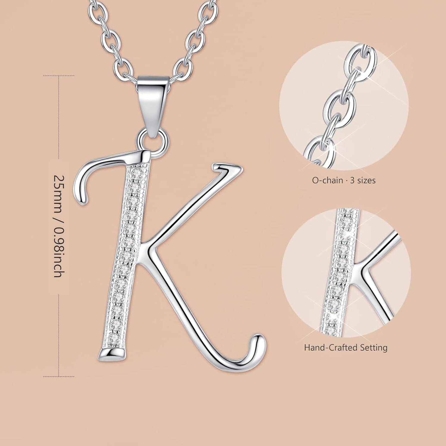 VIKI LYNN Initial Necklace for Women Letter pendant Necklace A to Z with Cubic Zirconia Silver or Gold Letter Charm Necklace Anniversary, Birthday, Graduation Gift for Women, Mom, Her - Image 5
