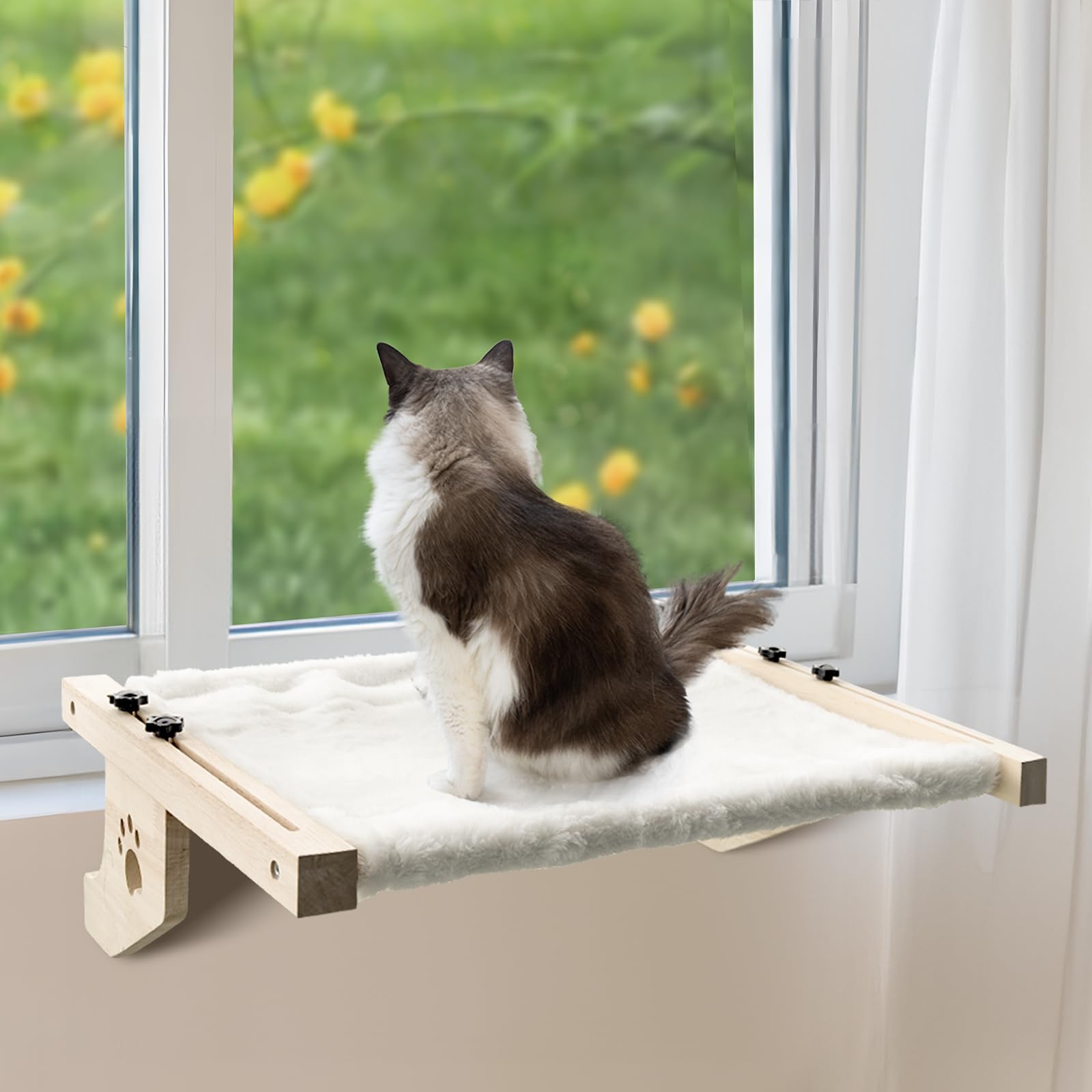 Cat Bed Anyelse Cat Window Perch, Cat Window Hammock With Wood