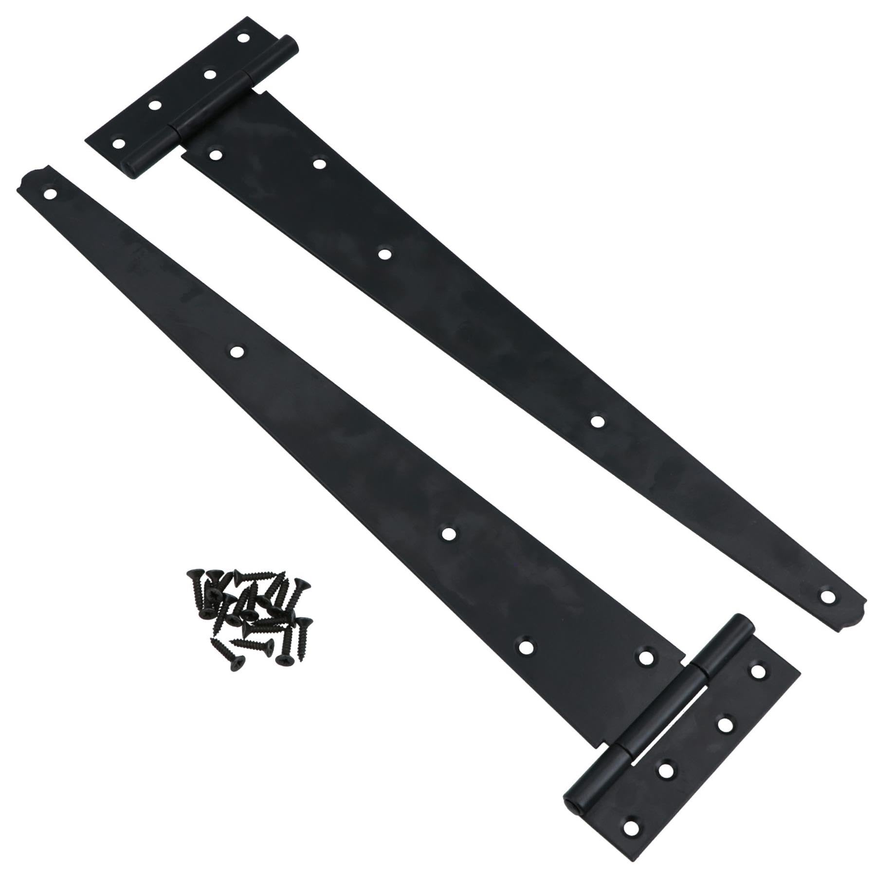 16in / 400mm Heavy Duty T Tee Hinges For Shed + Garden Gates Black Finish 2pc