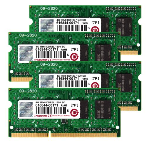 Transcend iMac 27inch Ή PC3L-12800 DDR3L 1600 16GB (4GB×4) 1.35V(d) - 1.5V Ή 204pin SO-DIMM (ۏ) TS16GJMA584H