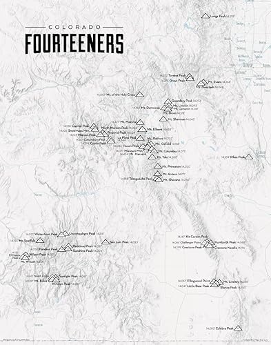 58Colorado 14ers Mapa 11x 14Impresión