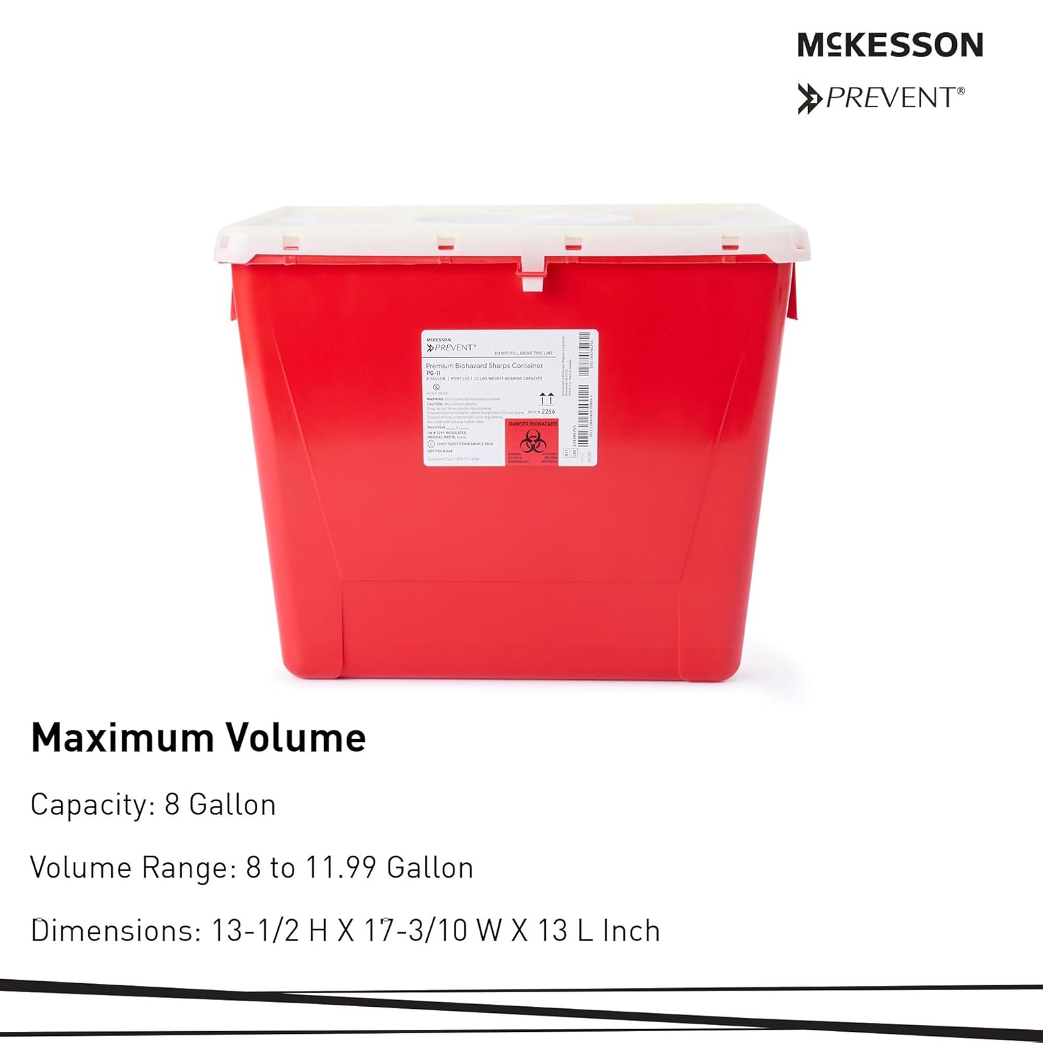 McKesson Prevent Sharps Container 8 gal. Vertical Entry Case of 9