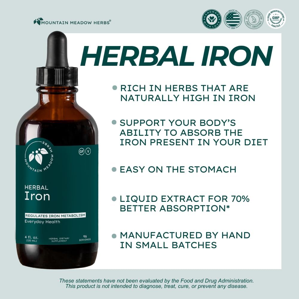 Mountain Meadow Herbs Herbal Iron - 2 oz - Gentle Herbs to Support and Regulate Iron Metabolism and Absorption