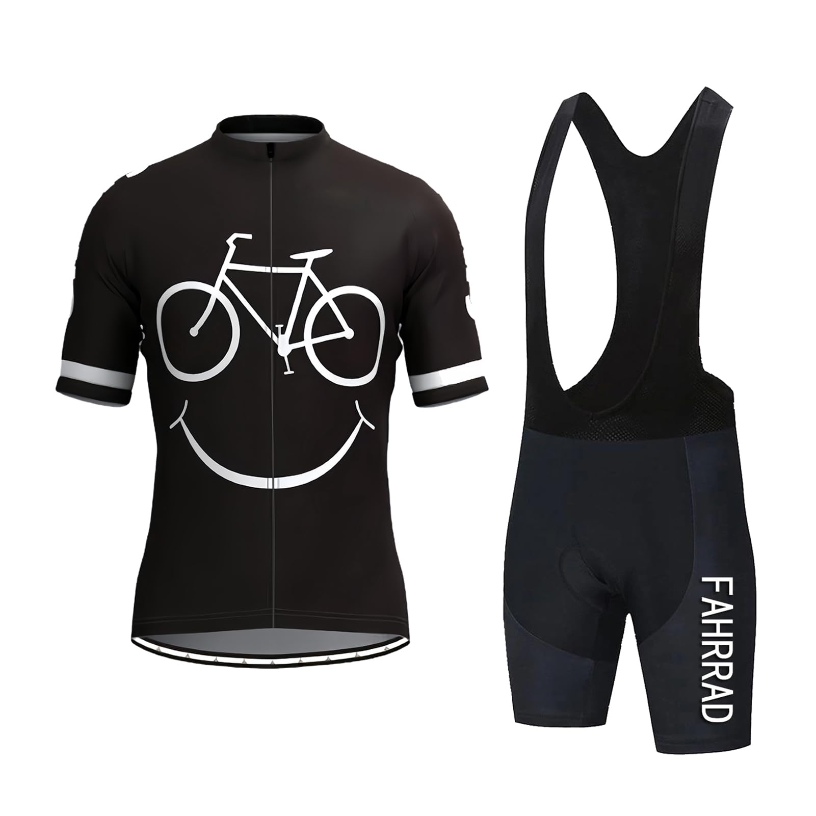 Conjunto de Maillot de Ciclismo para Hombre, Ropa Ciclismo Verano para Hombre Traje Ciclismo Manga Corta y Culotte Pantalones Cortos (Negro,3XL)