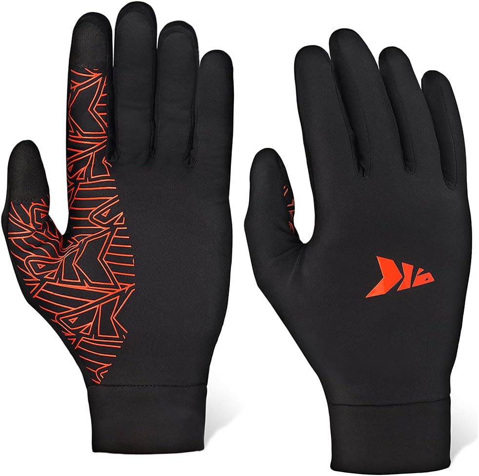 KastKing Morning Frost Liner Gloves Improved Thermal Touch Screen Glove, Winter Running Glove for Men and Women, Black Mitten