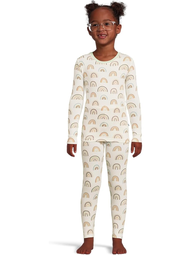White Kickee Pants Print Long Sleeve Pajama Set (Toddler/Little Kid/Big Kid)