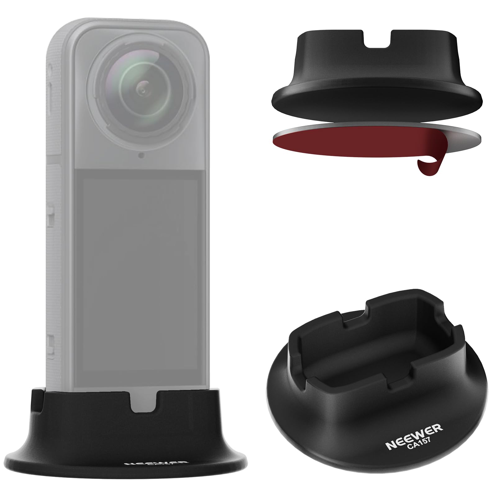 NEEWER Silicone Base for X5/X4, Nonslip Soft Stable Anti Scratch Desktop Car Mount Stand Support Upright Accessory Compatible with Insta360 X5 X4 Action Camera, CA157