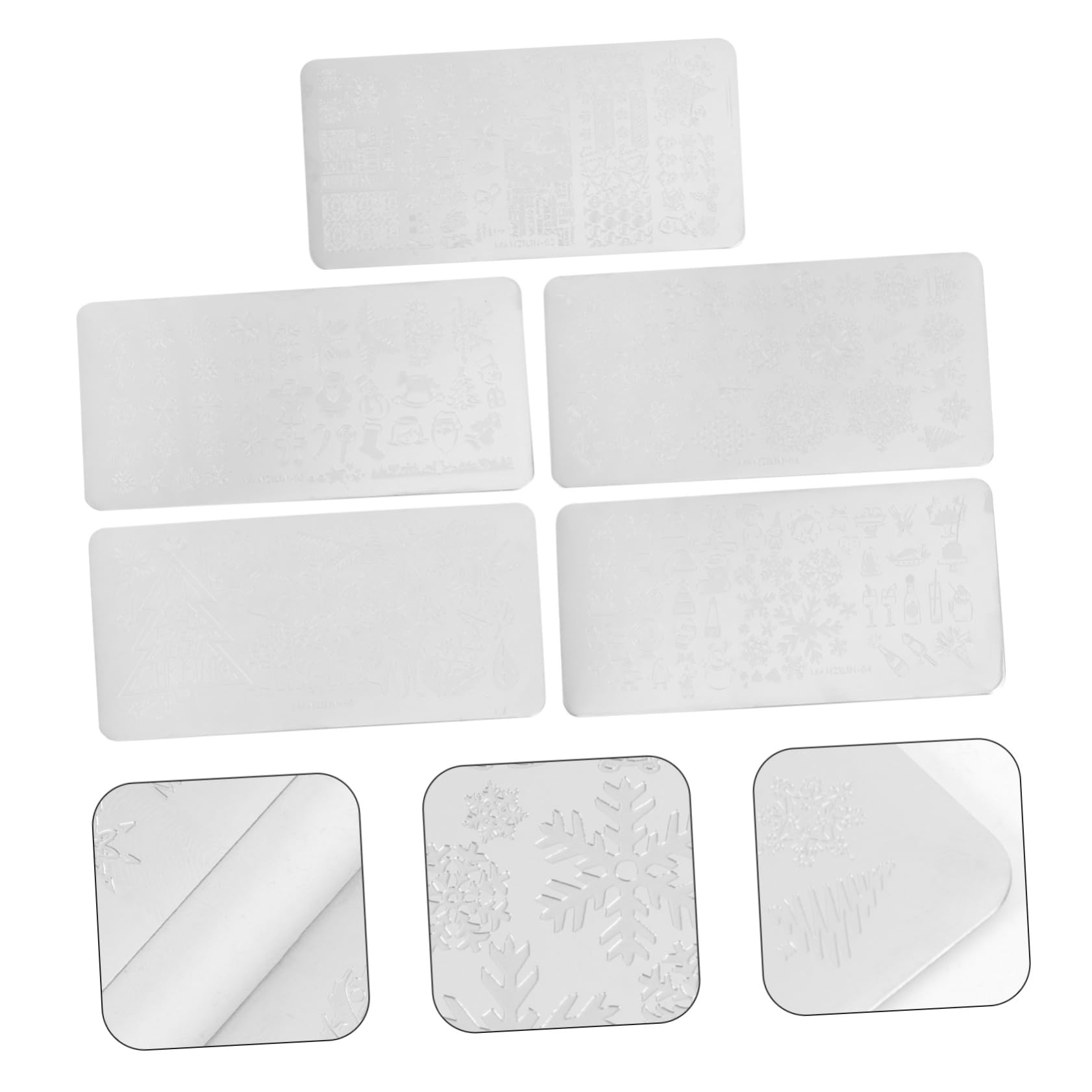 Luxshiny 5 Piezas Plantillas Para Uñas De Impresión Navideñas Plantillas Para Estampar Uñas Diseño De Para Manicura Casera