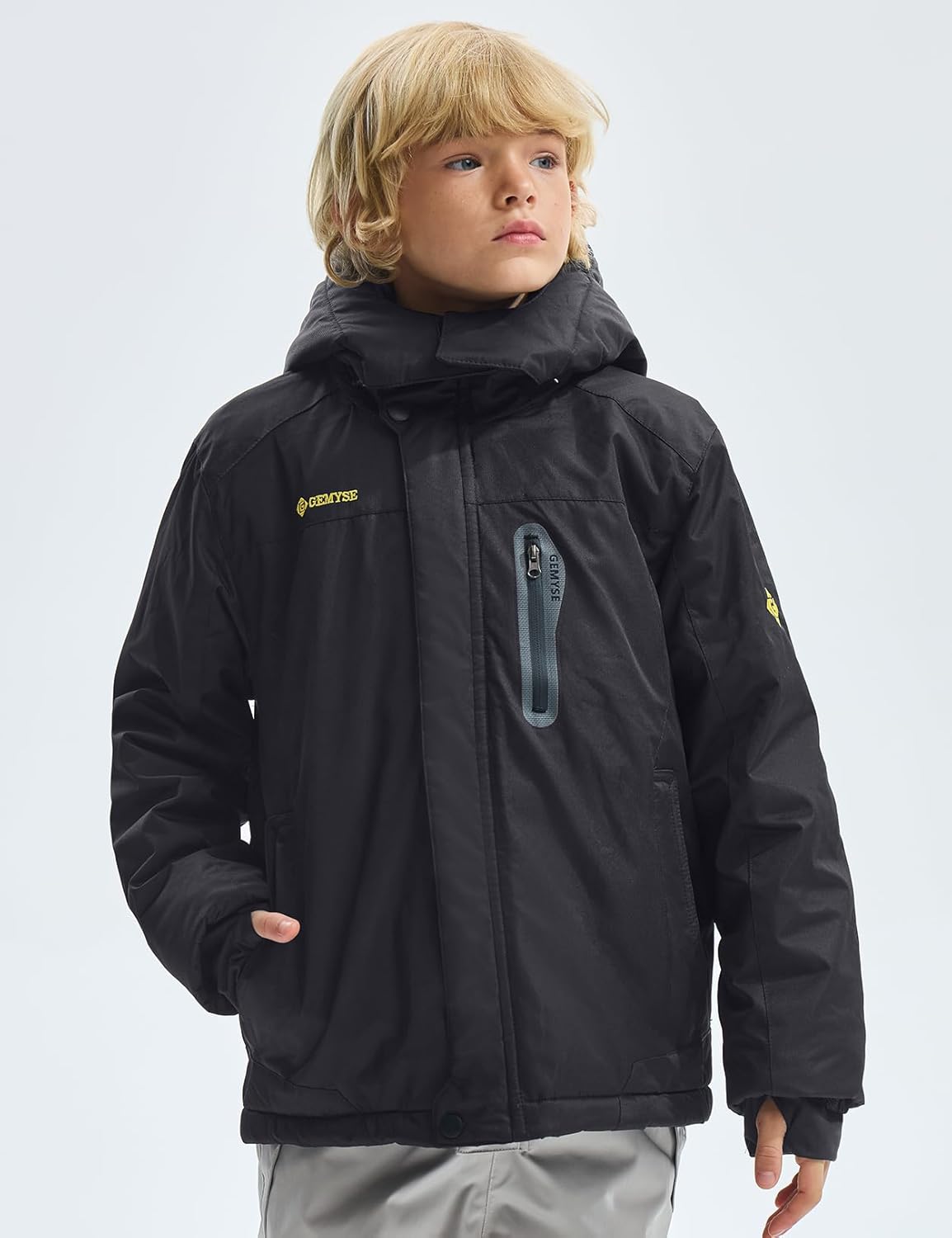 GEMYSE Boy's Waterproof Ski Snow Jacket Hooded Fleece Lined Windproof Winter Jacket - Image 2