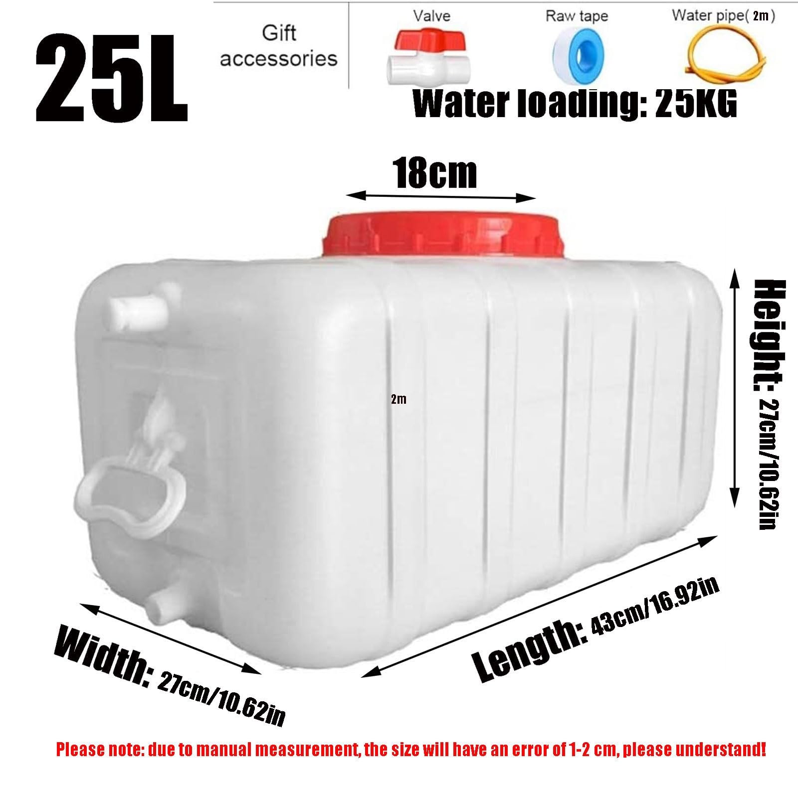Zbiornik Wodę 25L/50L/100L/150L/200L Plastikowy Pojemnik Wodę Spożywczą Do Użytku Zewnątrz, Do Biwakowania Świeżym Powietrzu Nagłych Wypadkach Domowych