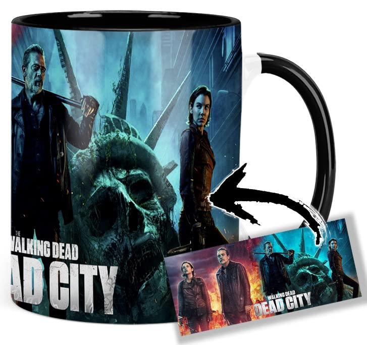 MasTazas The Walking Dead Dead City Jeffrey Dean Morgan Negan Lauren Cohan B Tasse Ceramique Intérieure et Poignée Noire Mug
