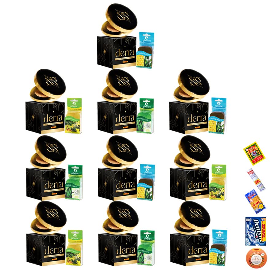 10g. Derra Glowy And Coverskin Cushion No.03 Sand Natural SPF 25 PA+++ Matte Smooth Soft Oil Control EXPRESS SHIPPING BY DHL Set 10 Pcs AMZ927 By Tumtimshop [Get Free Beauty Gift]