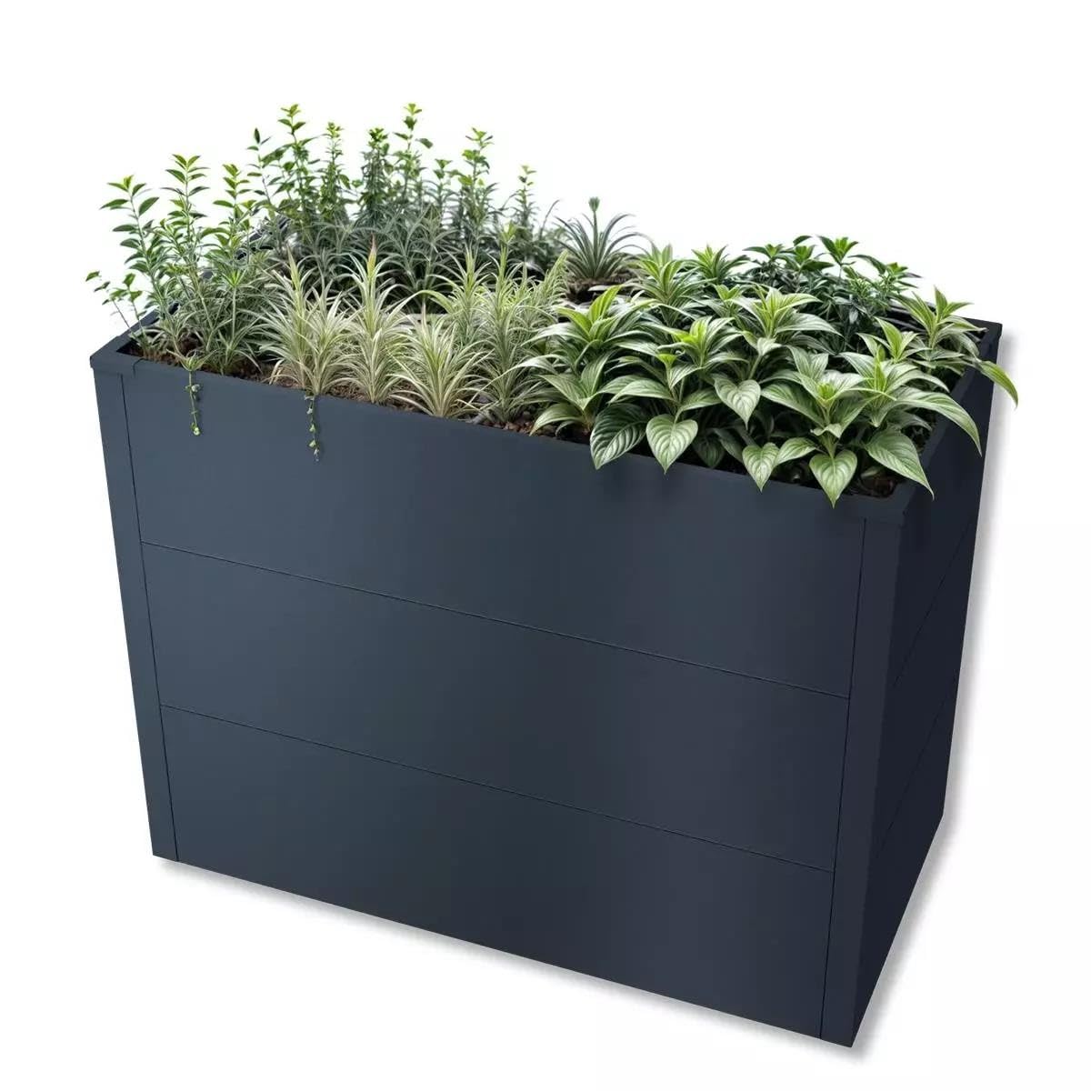 Metzler Hochbeet Anthrazit Metal GartenStahl in Holzoptik & Anthrazit Gartenbeet Pflanzenbeet Blumenhochbeet - witterungsbeständig - Für Garten 150 x 75 x 77 cm