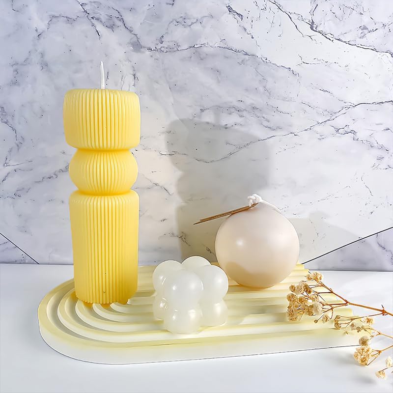 Miniatura 2 de Molde de vela de pilar, molde de vela de rayas cilíndricas 3D, moldes estéticos de pilar a rayas, moldes estéticos de silicona para decoración de