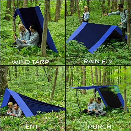 Lazy Monk 2 Person Hammock W/Tree Straps | Portable Foldable Parachute Double Hamock Outdoor, Travel, Camping | Hamaca Para Dos | Complete Two People Couple Patio Backyard Outside Hanging Swing Amaca #TOP3