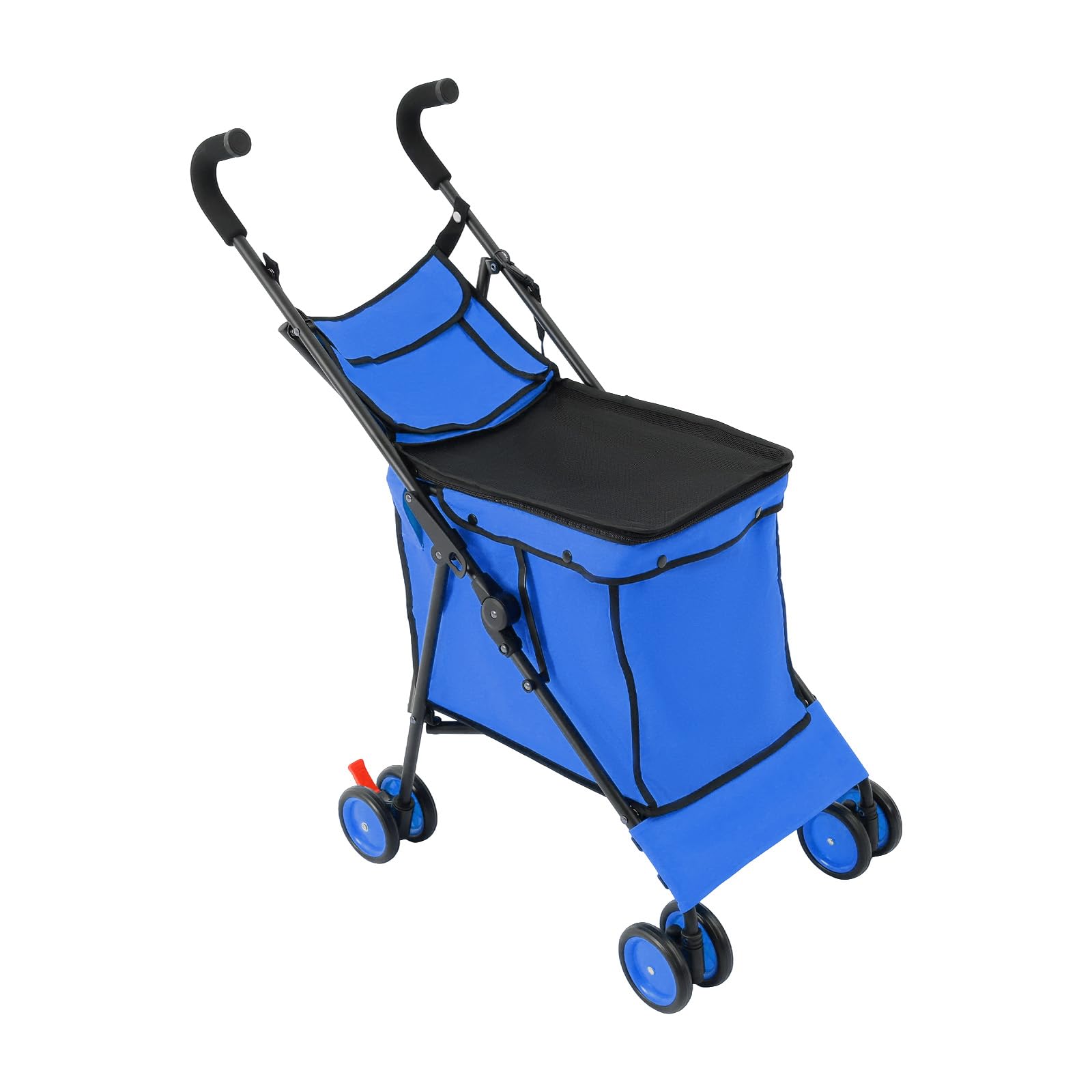 Faltbarer Hundetransportbox mit Rollen und Trolley-Funktion, bis 70kg, multifunktionaler Faltwagen mit 4 Rollen für Reisen und Ausflüge (Blau)