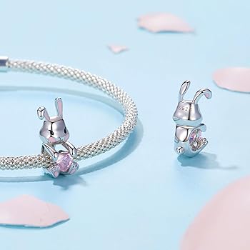 Ciondolo Argento 925 Con Zirconi - Charm Cuore Animali Cartoon, Per Bracciali E Collane